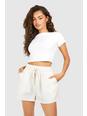 Ivory Linen Look Tie Waist Relaxed Fit Shorts