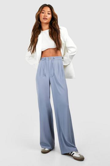 Vloeiende Wide Leg Broek Met Touwtjes slate blue