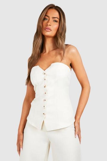 Strapless Linnen Look Gilet cream