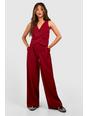 Cherry Slouchy Wide Leg Tailored Pants