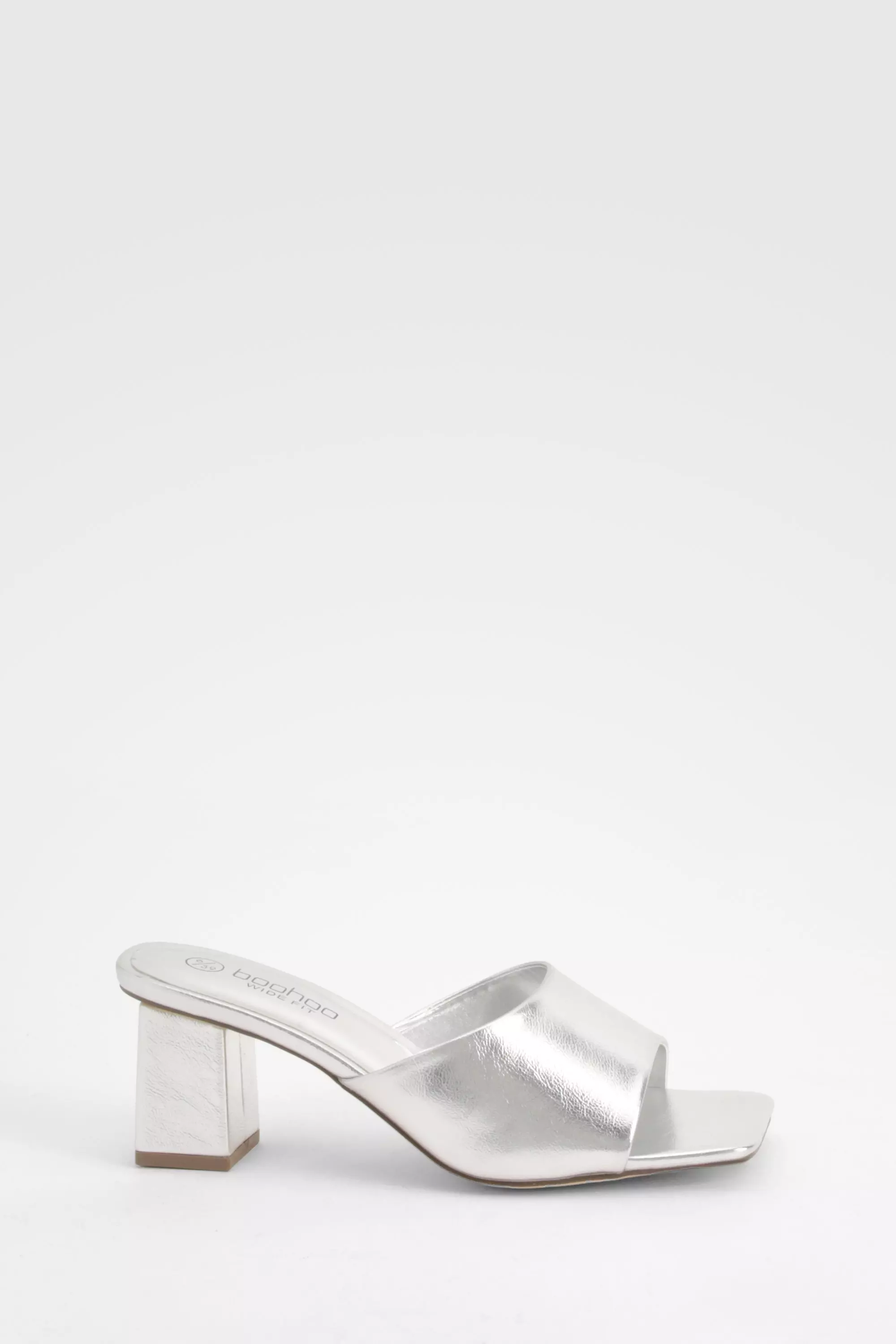 Silver Wide Fit Metallic Low Block Heeled Mule alternative image