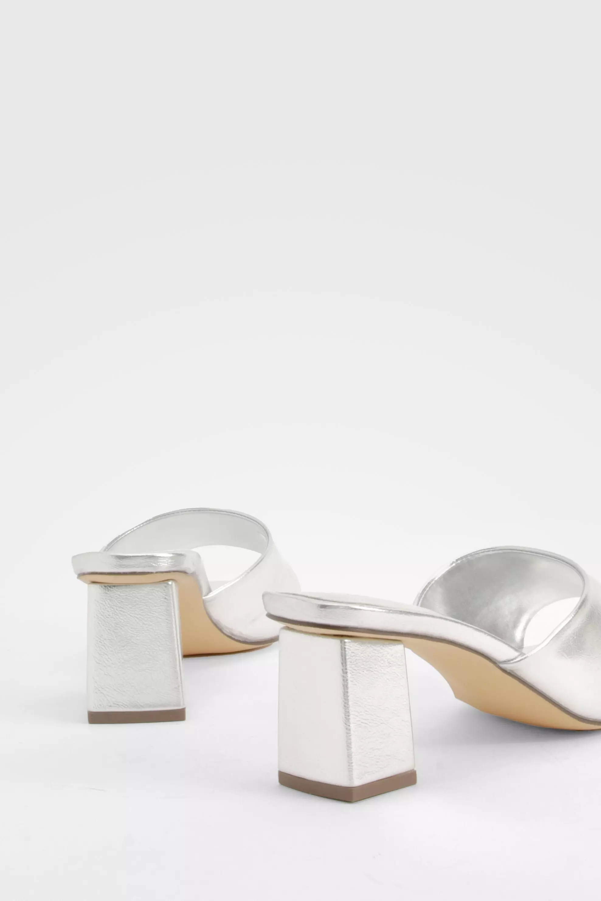 Silver Wide Fit Metallic Low Block Heeled Mule alternative image