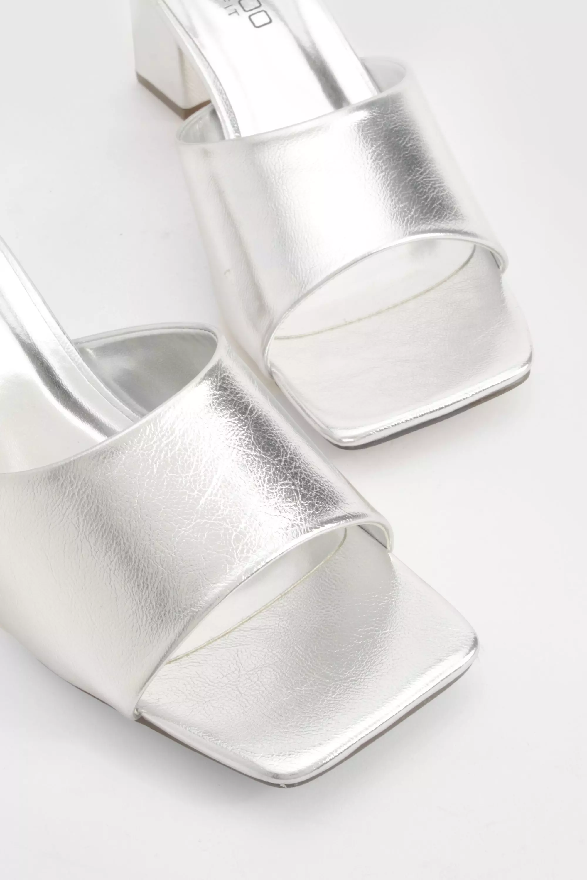Silver Wide Fit Metallic Low Block Heeled Mule alternative image