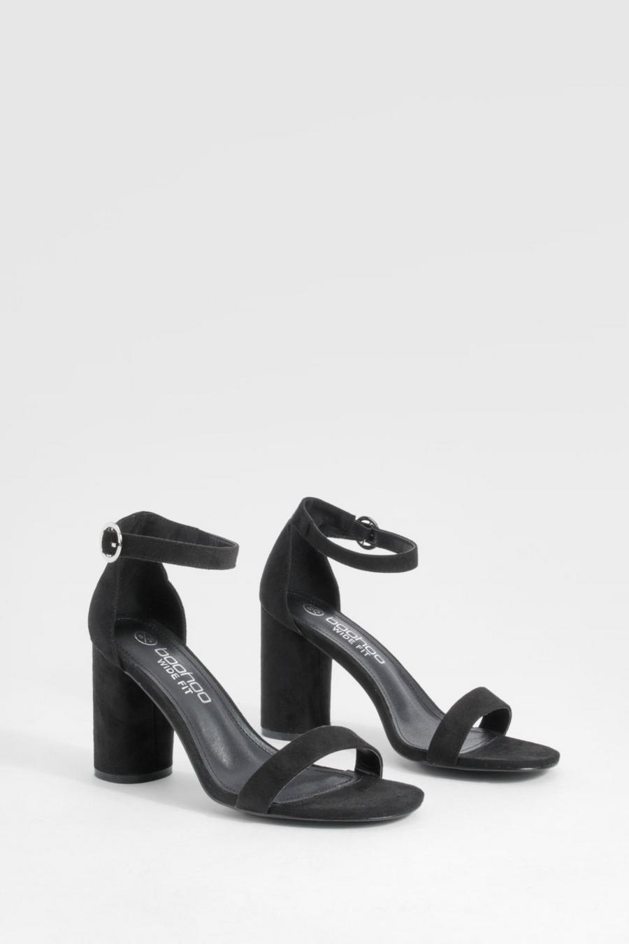 Black Wide Width Rounded Heel 2 Part Barely There Heels