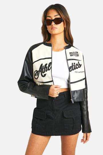 Black Athletics Faux Leather Moto Jacket