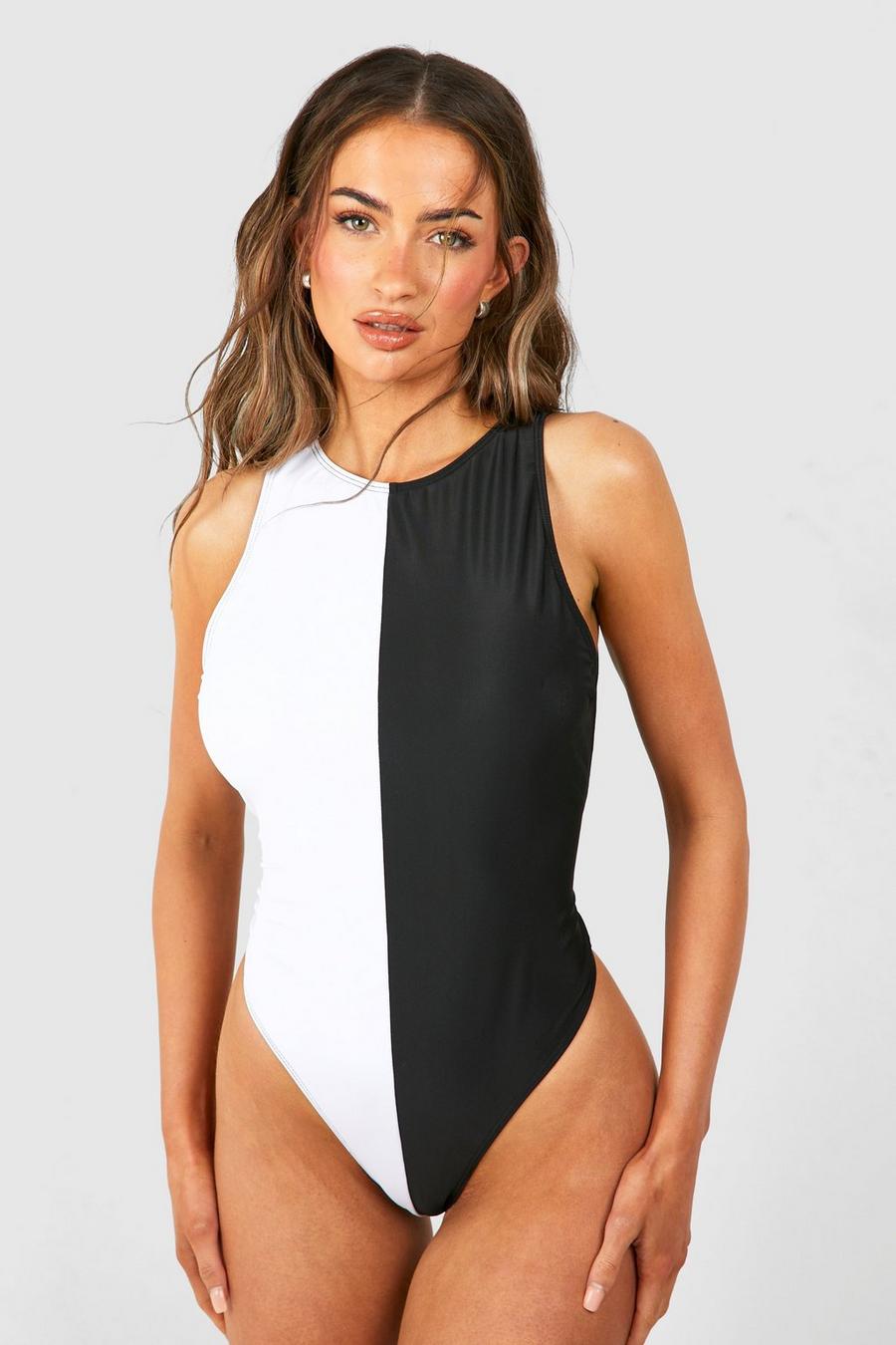 Mono Color Block Racer Swimsuit image number 1