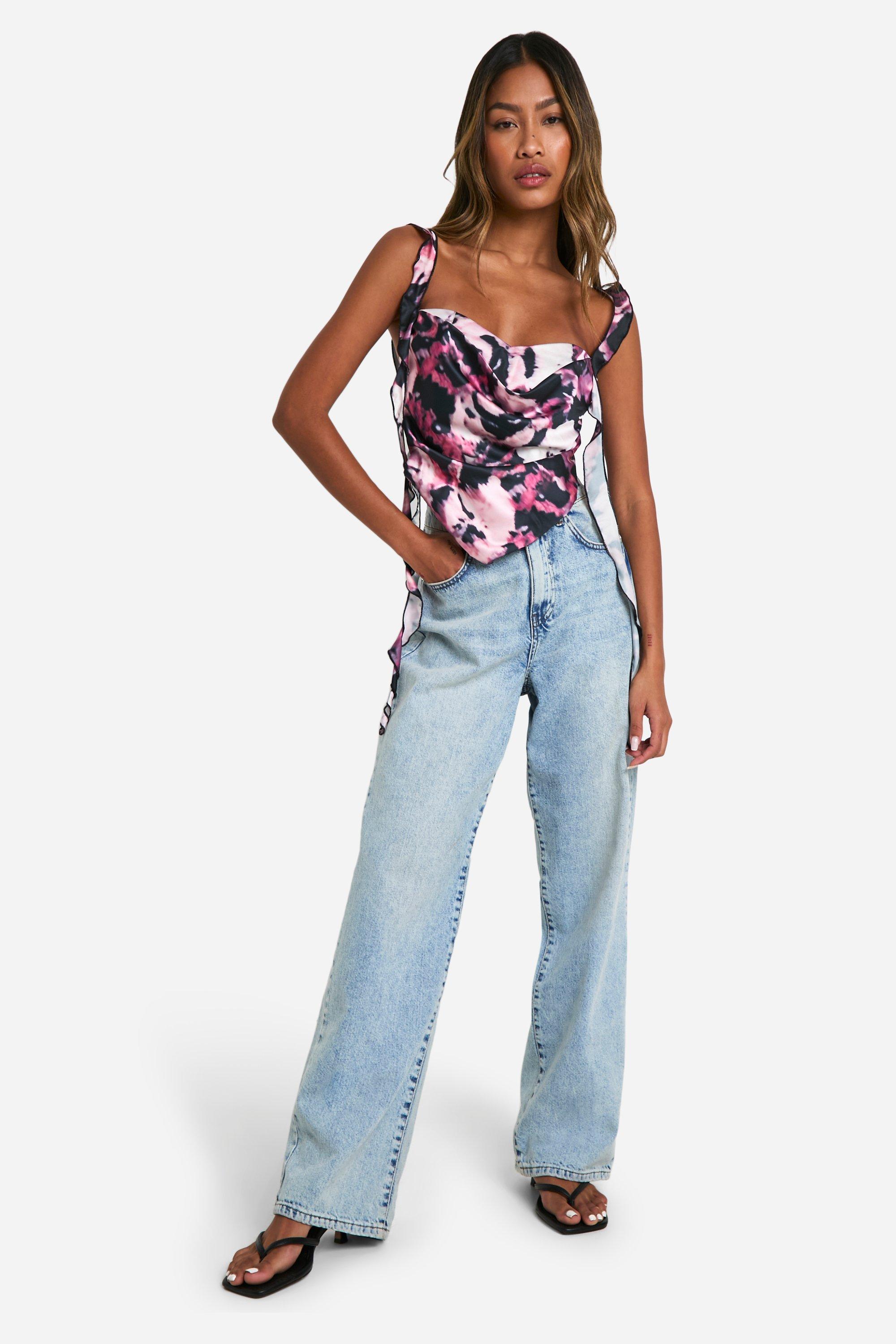 Floral Satin Ruffle Cami