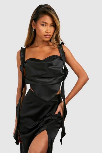 Satin Ruffle Cami black