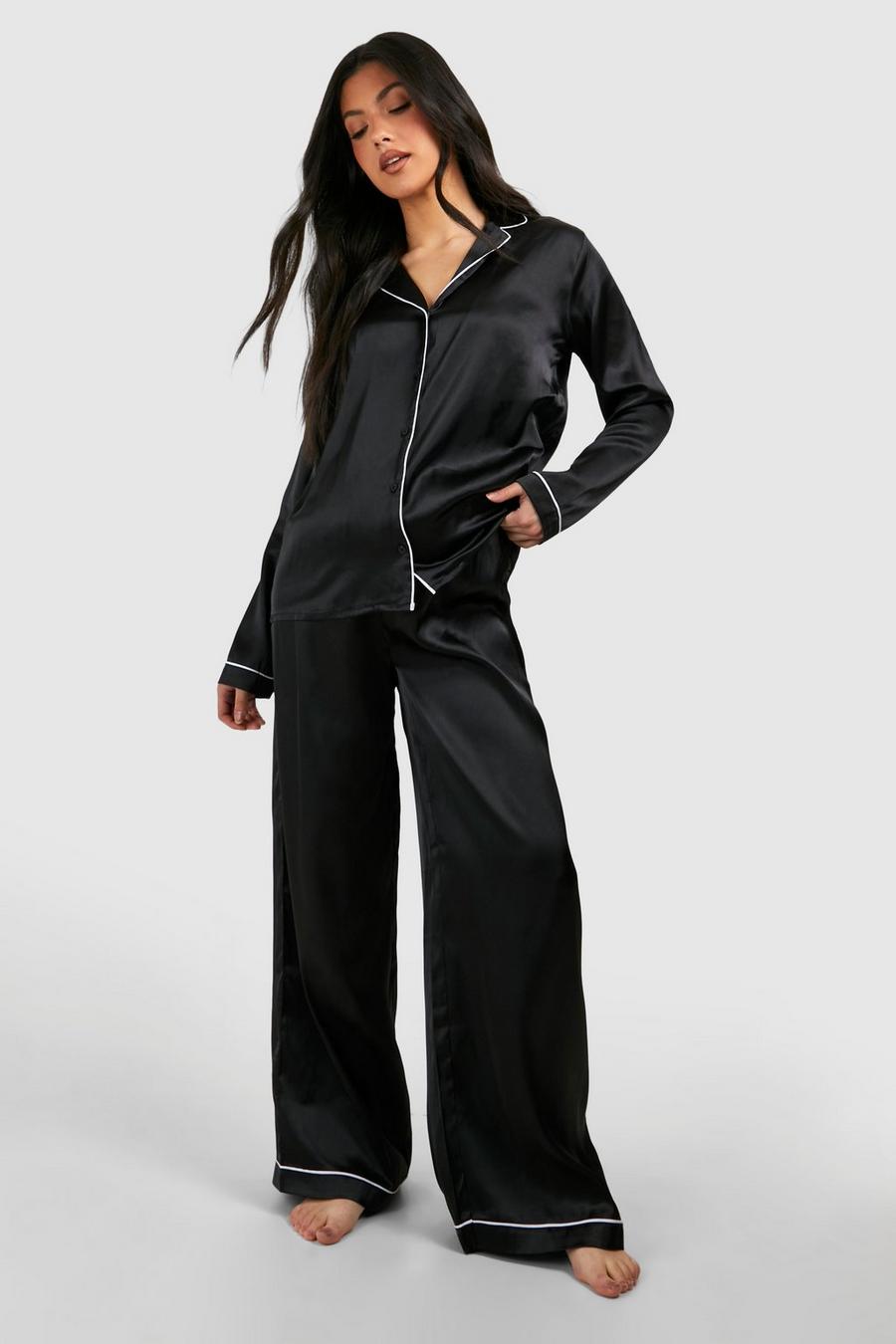 Umstandsmode Satin Pyjama-Set, Black image number 1