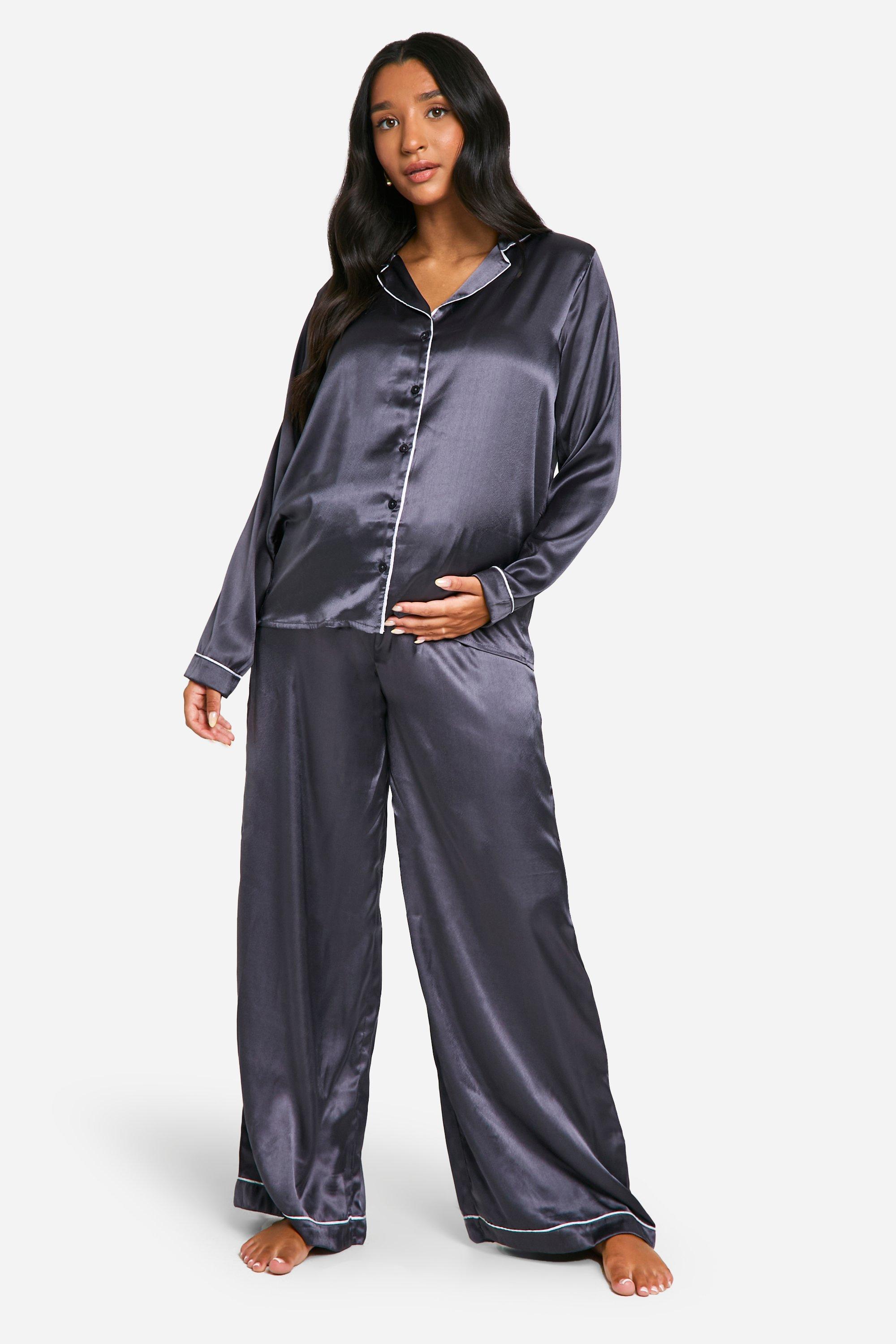 Maternite Pyjama de grossesse satine a surpiqures boohoo FR