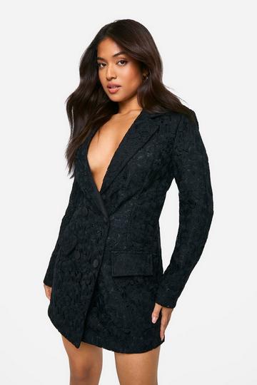 Black Petite Premium Lace Blazer Dress