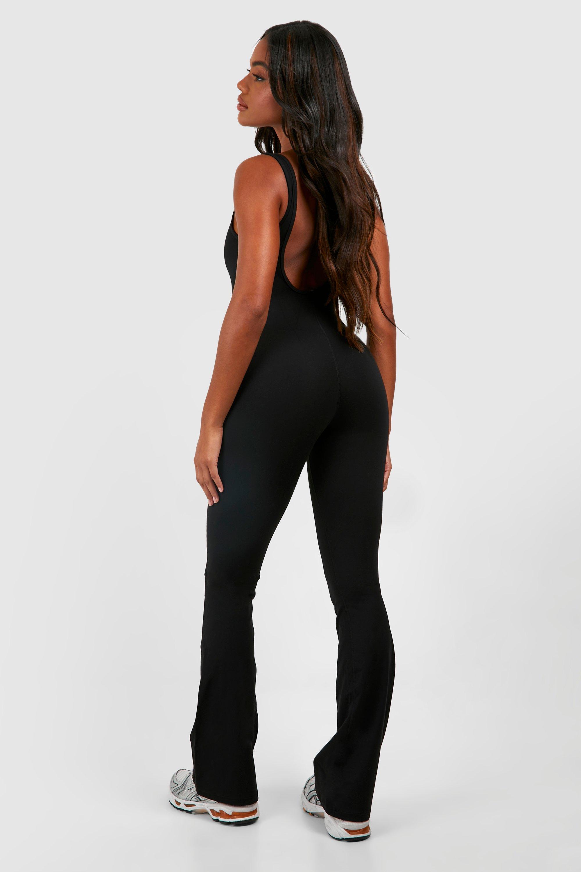 Premium Sculpt Scoop Neck Flared Legging Unitard Jumpsuit