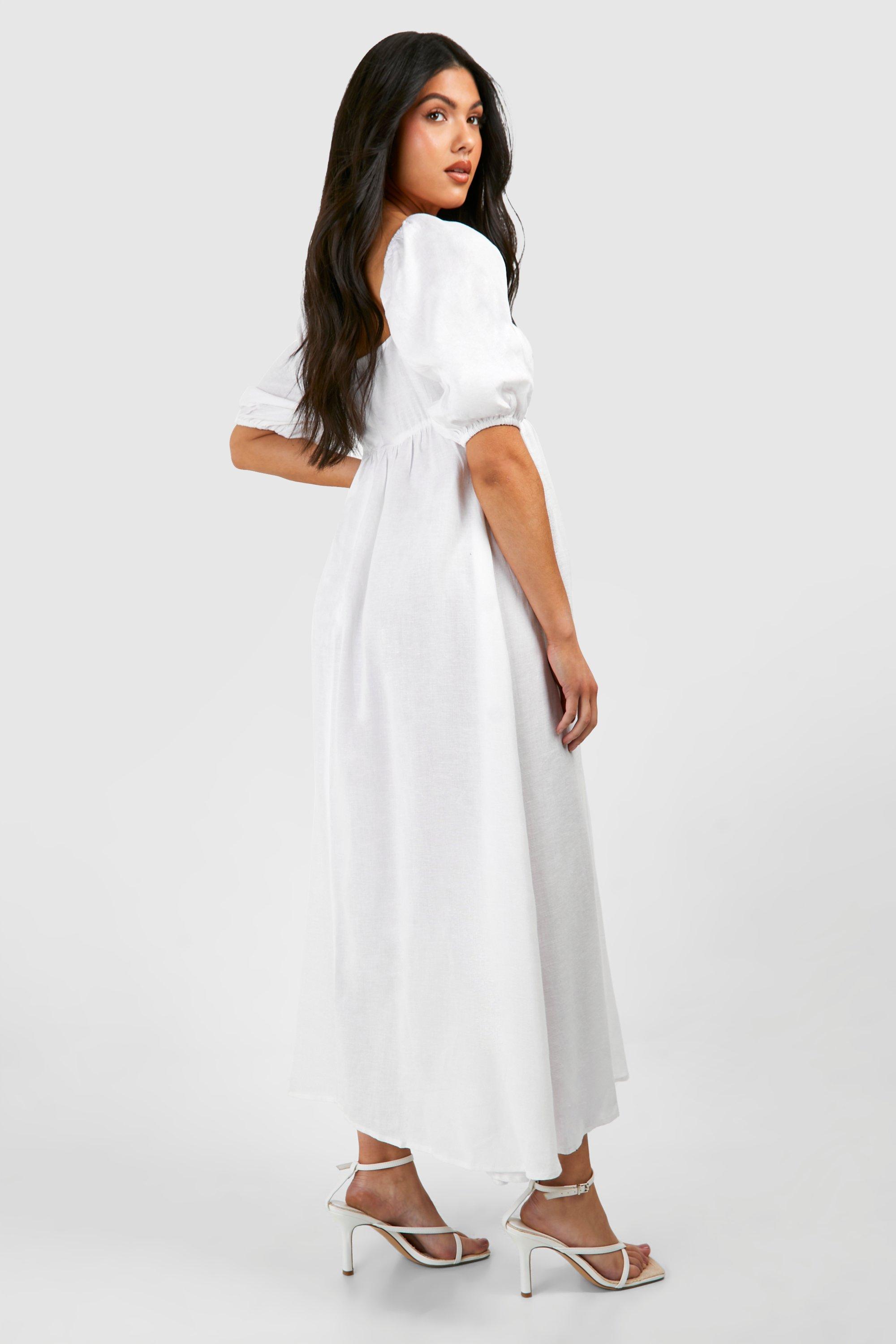 Maternity Linen Milk Maid Midi Dress