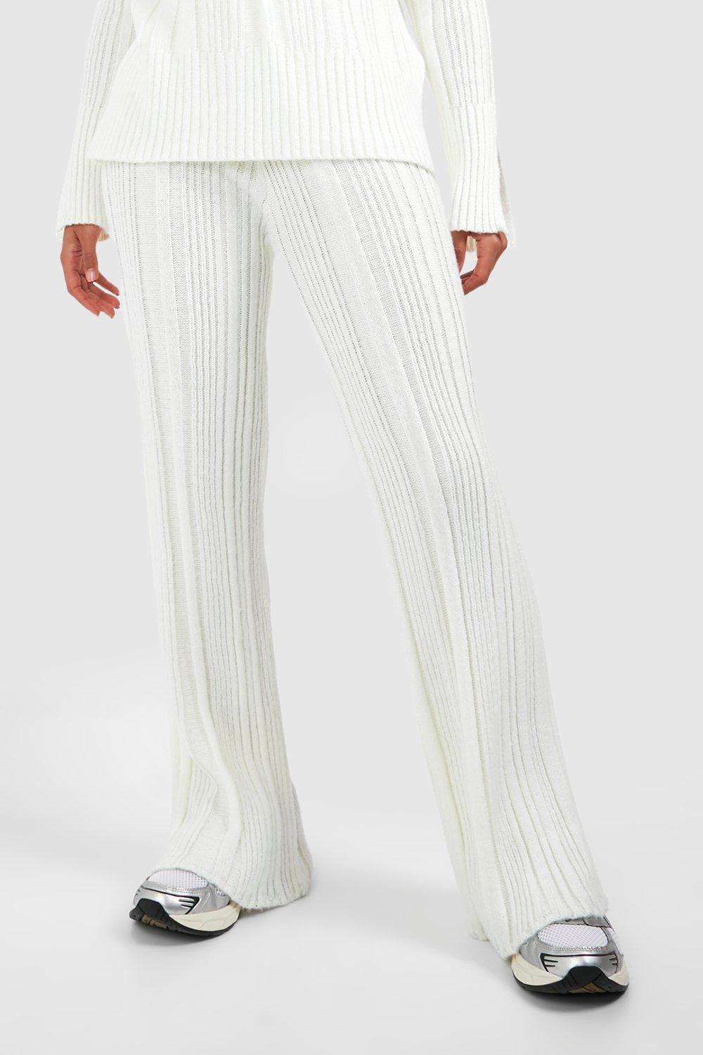 Soft Rib Knit Wide Leg Trousers