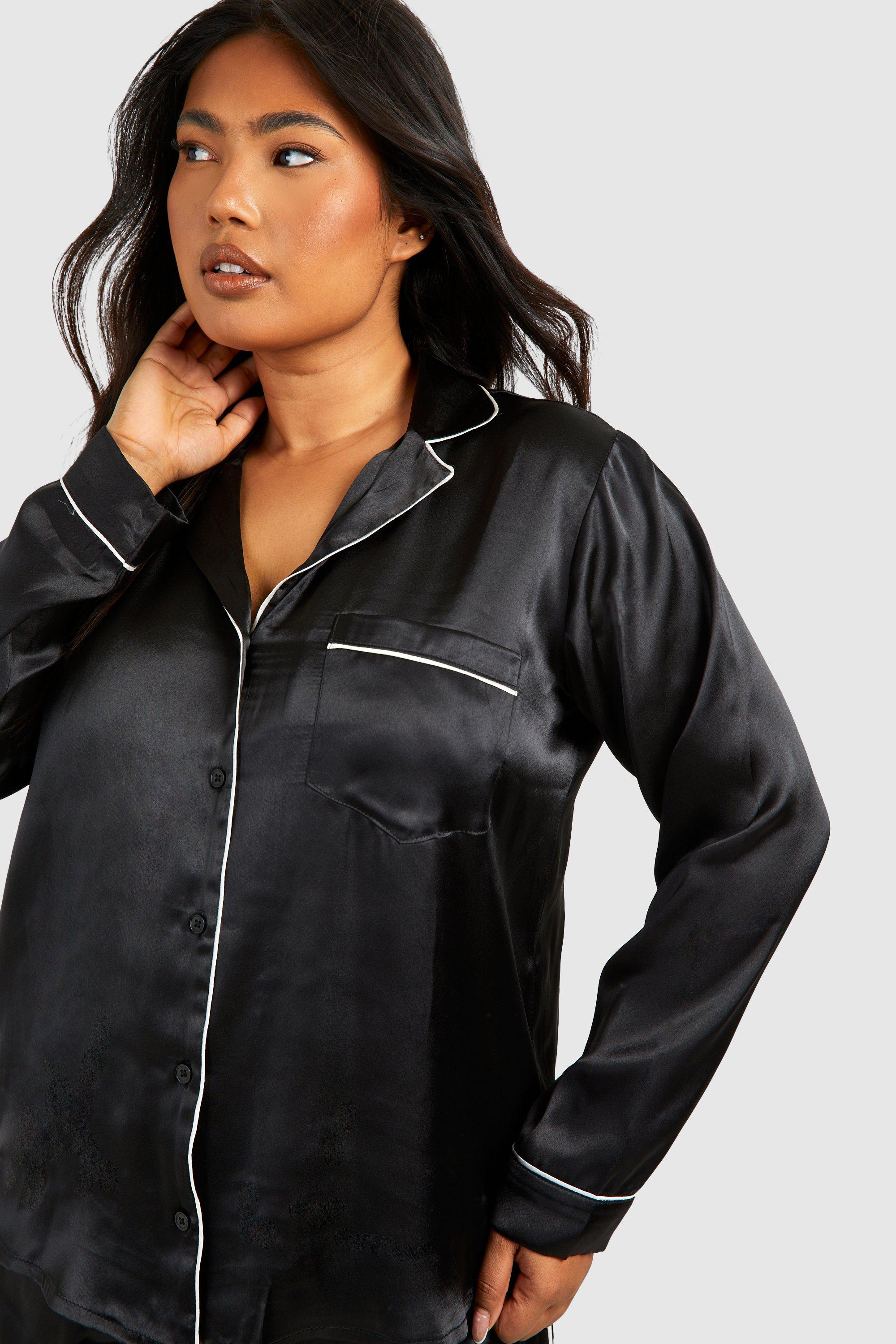 Boohoo black satin pyjamas hotsell