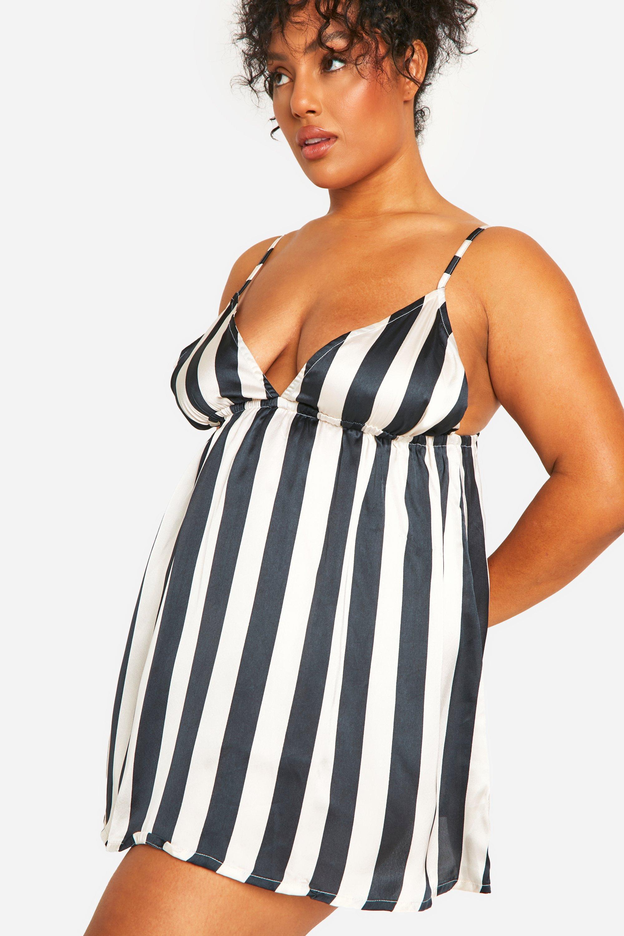 Grande taille Nuisette satinee a rayures boohoo FR