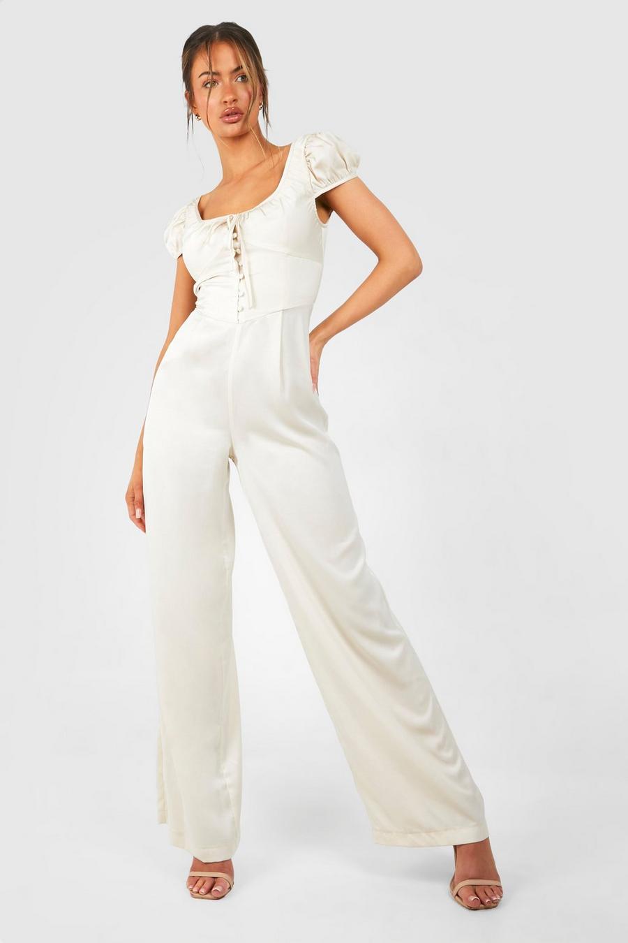 Ivory Button Down Jumpsuit image number 1