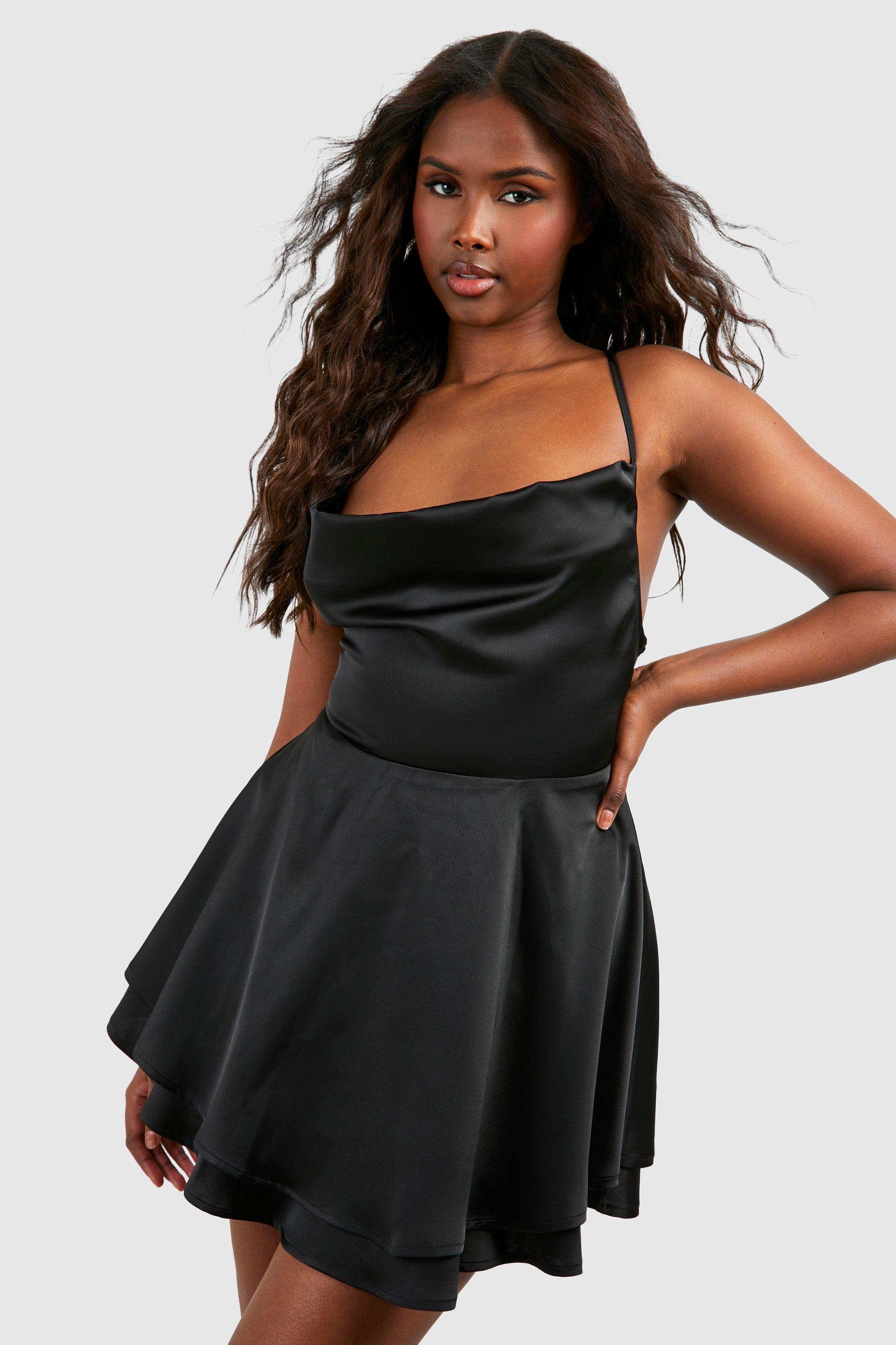 Black satin mini dresses | boohoo US