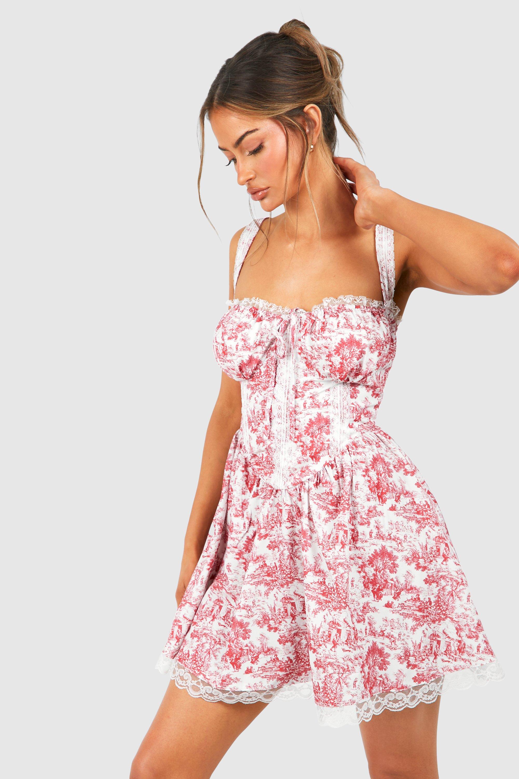 Porcelain Strappy Milkmaid Mini Dress | boohoo USA