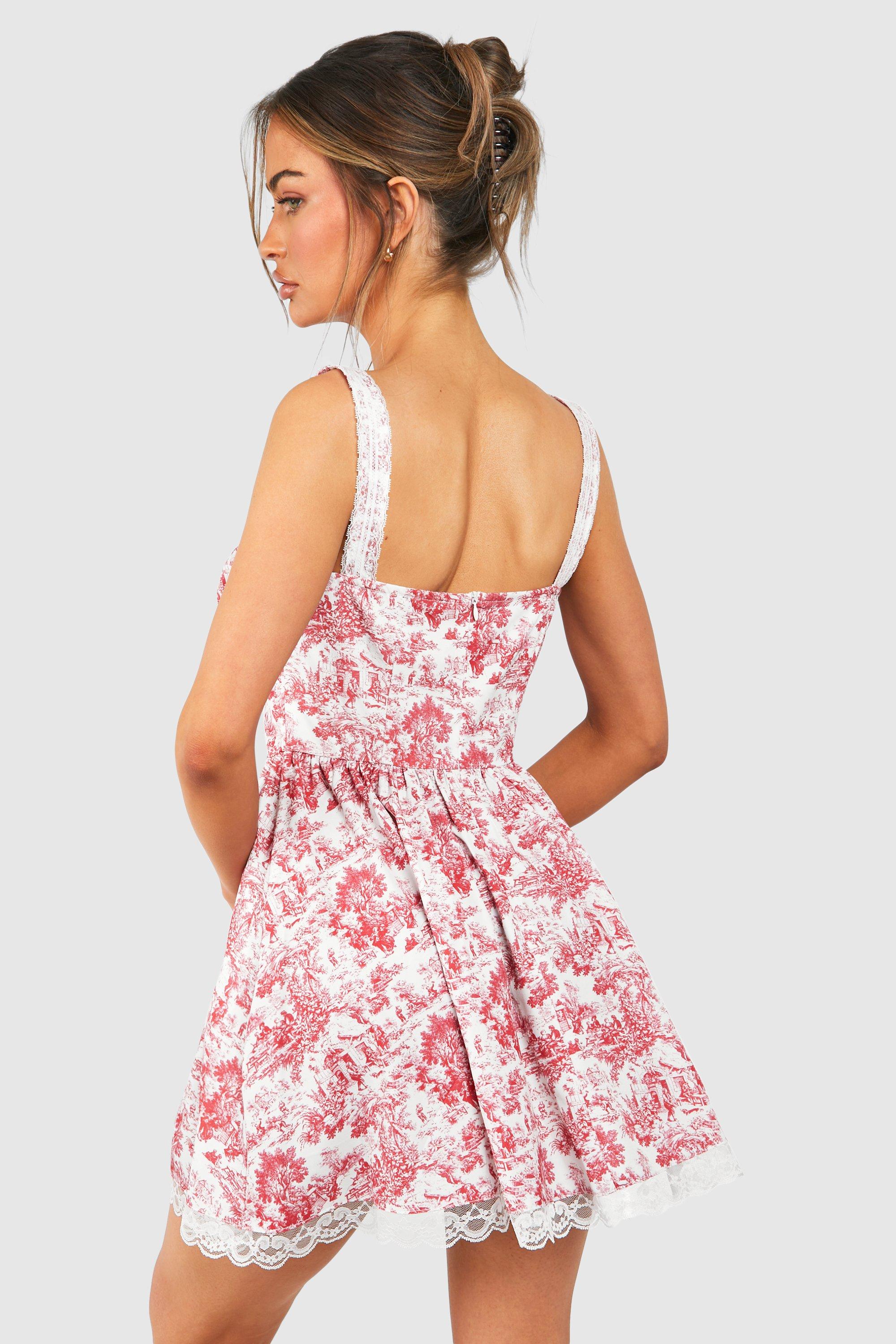 White Floral Milkmaid Cami Mini Dress