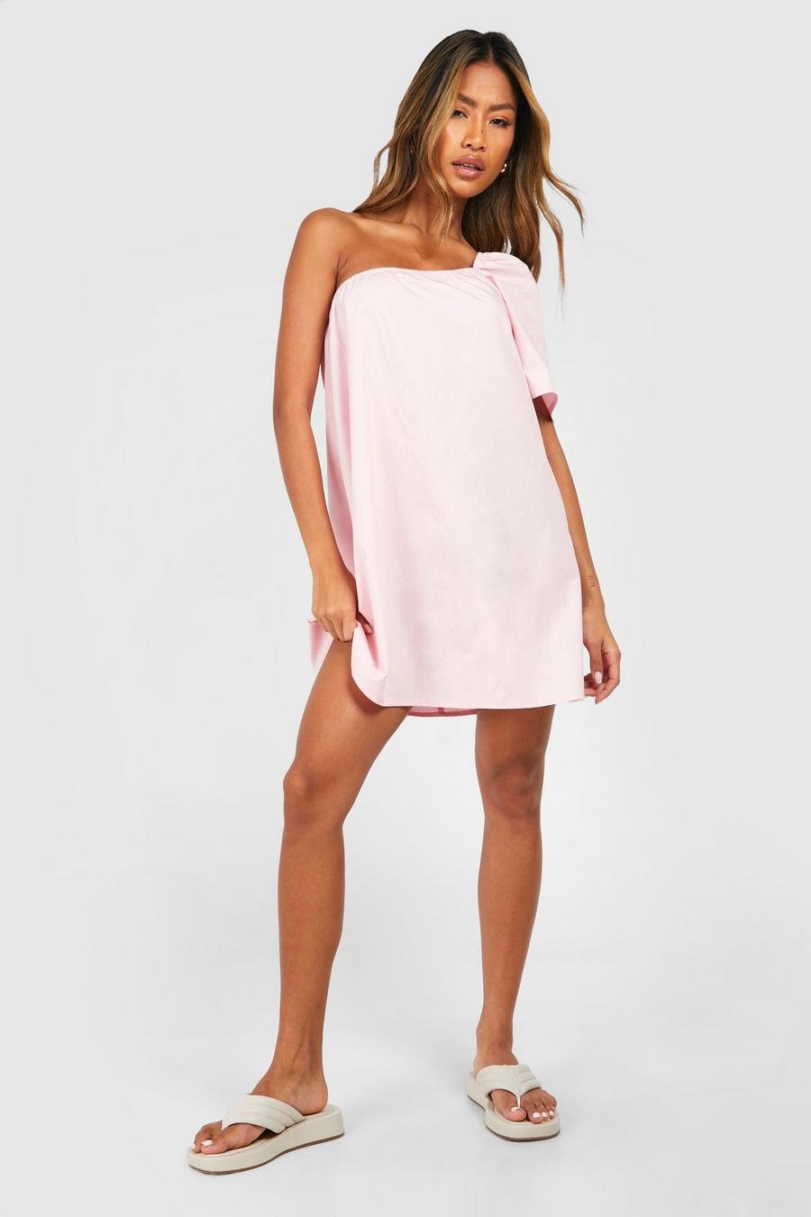 Pink One Sleeve Mini Dress 