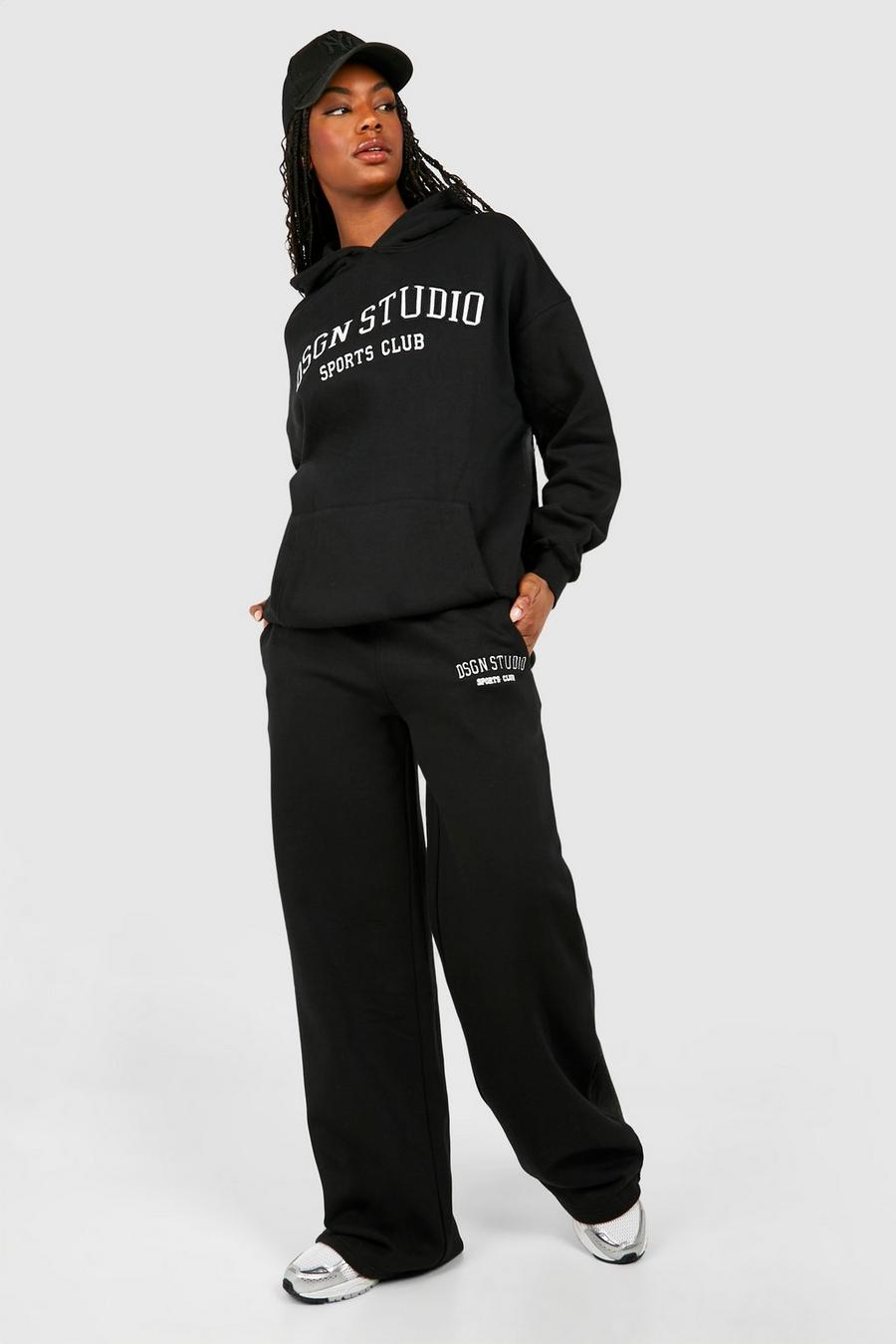 Pantalón deportivo Tall de pernera recta con aplique Dsgn Studio, Black image number 1