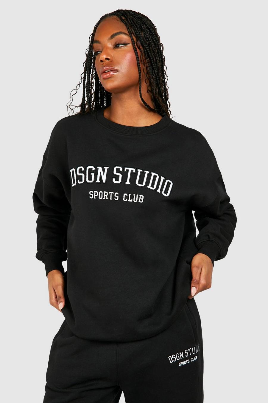 Black Tall Dsgn Studio Applique Sweatshirt image number 1