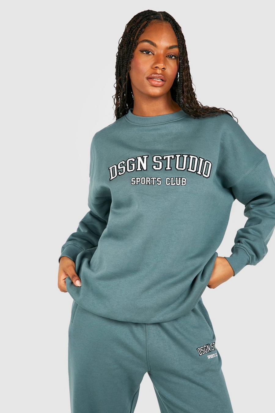 Teal Tall Dsgn Studio Sweatshirt med applikation image number 1