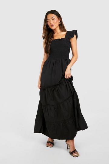 Cotton Tiered Maxi Dress black