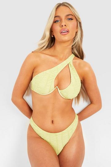 Textured One Shoulder Underwired Bikini Top lime