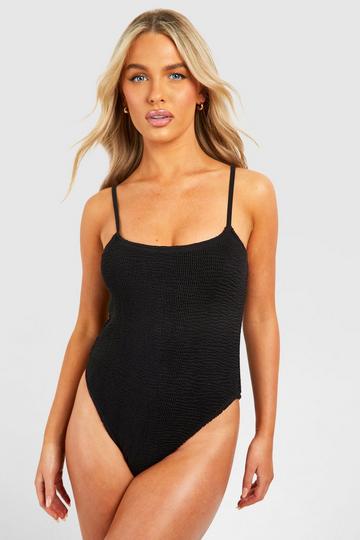 Premium Crinkle Strappy Swimsuit black