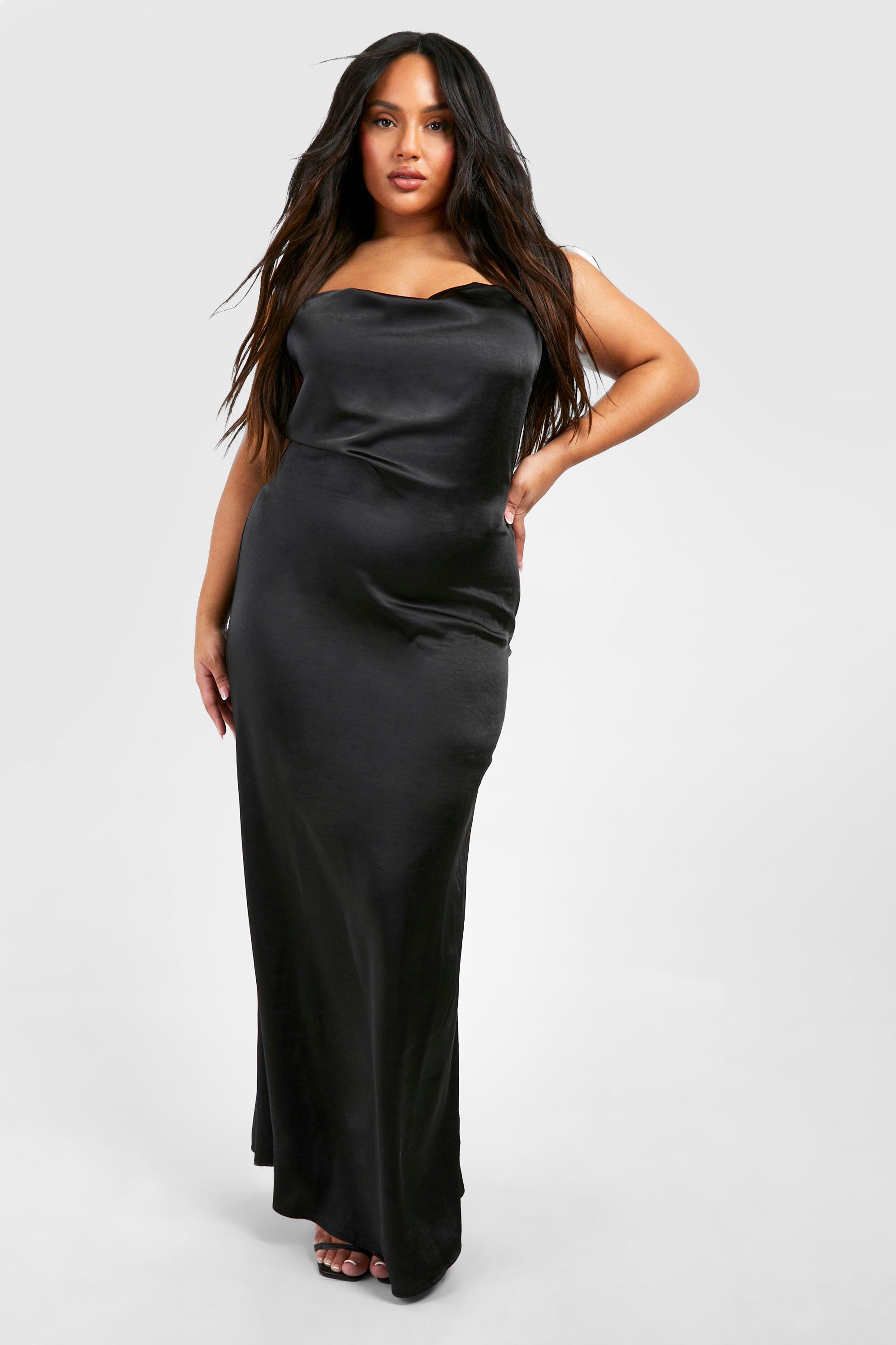 Plus Satin Cowl Neck Maxi Slip Dress boohoo