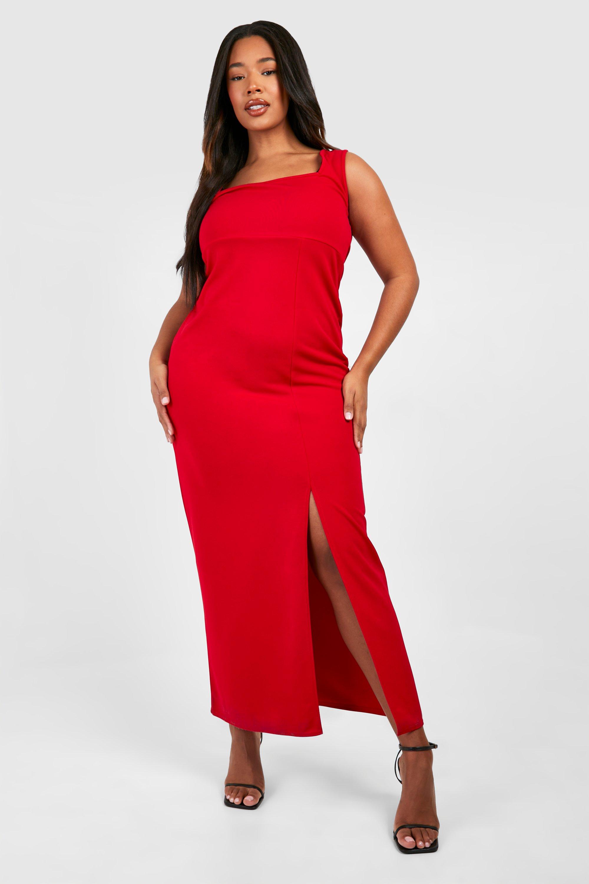 Plus Square Neck Split Maxi Dress | boohoo USA