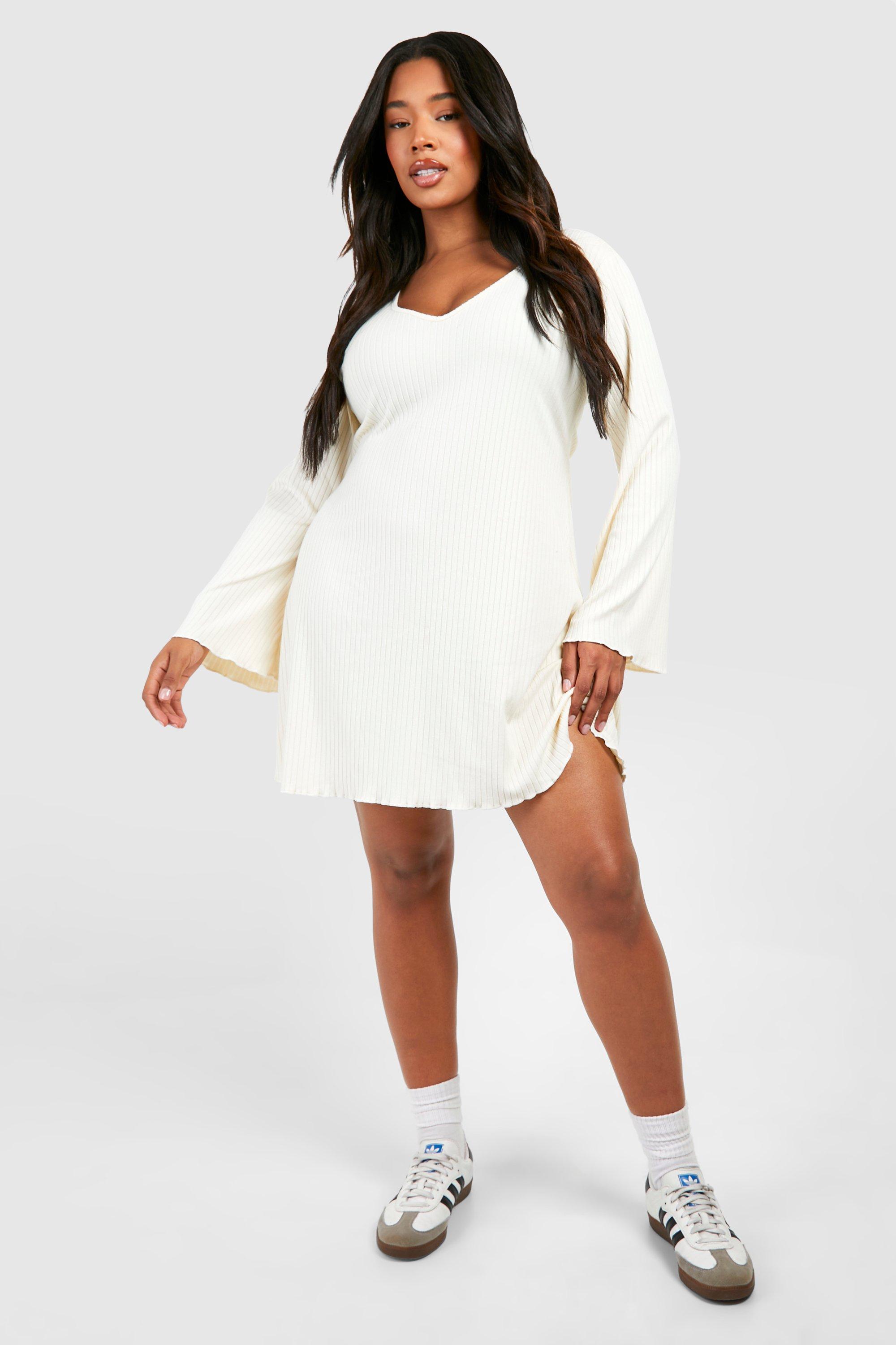 Plus size white shop bell sleeve dress