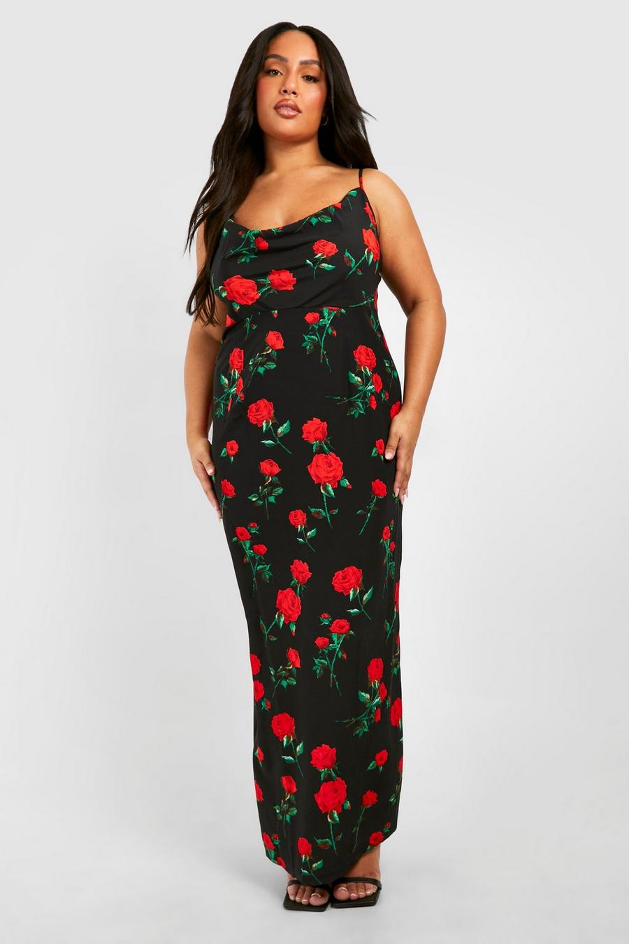 Grande taille - Robe nuisette fleurie, Black image number 1