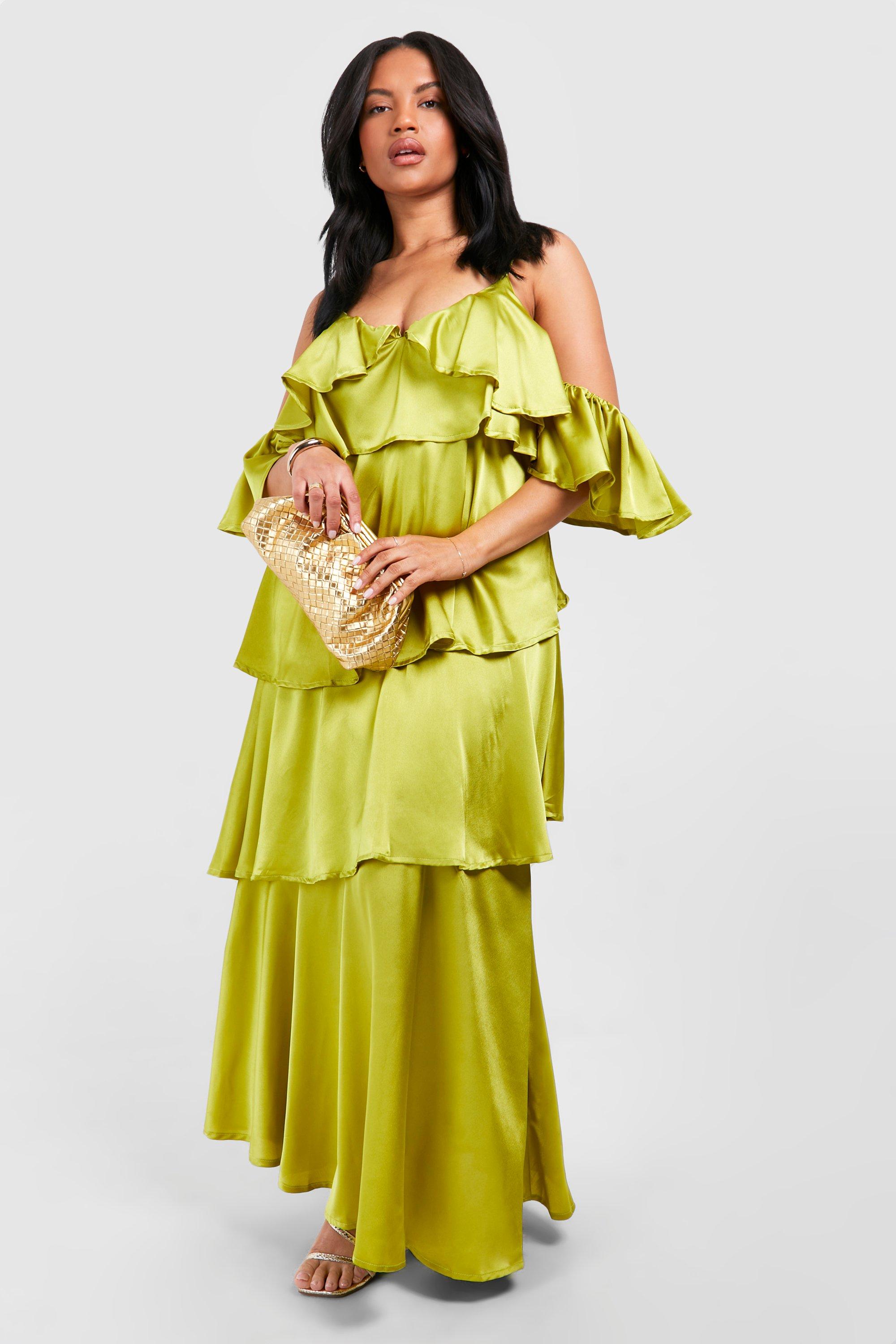 Boohoo ruffle maxi dress best sale