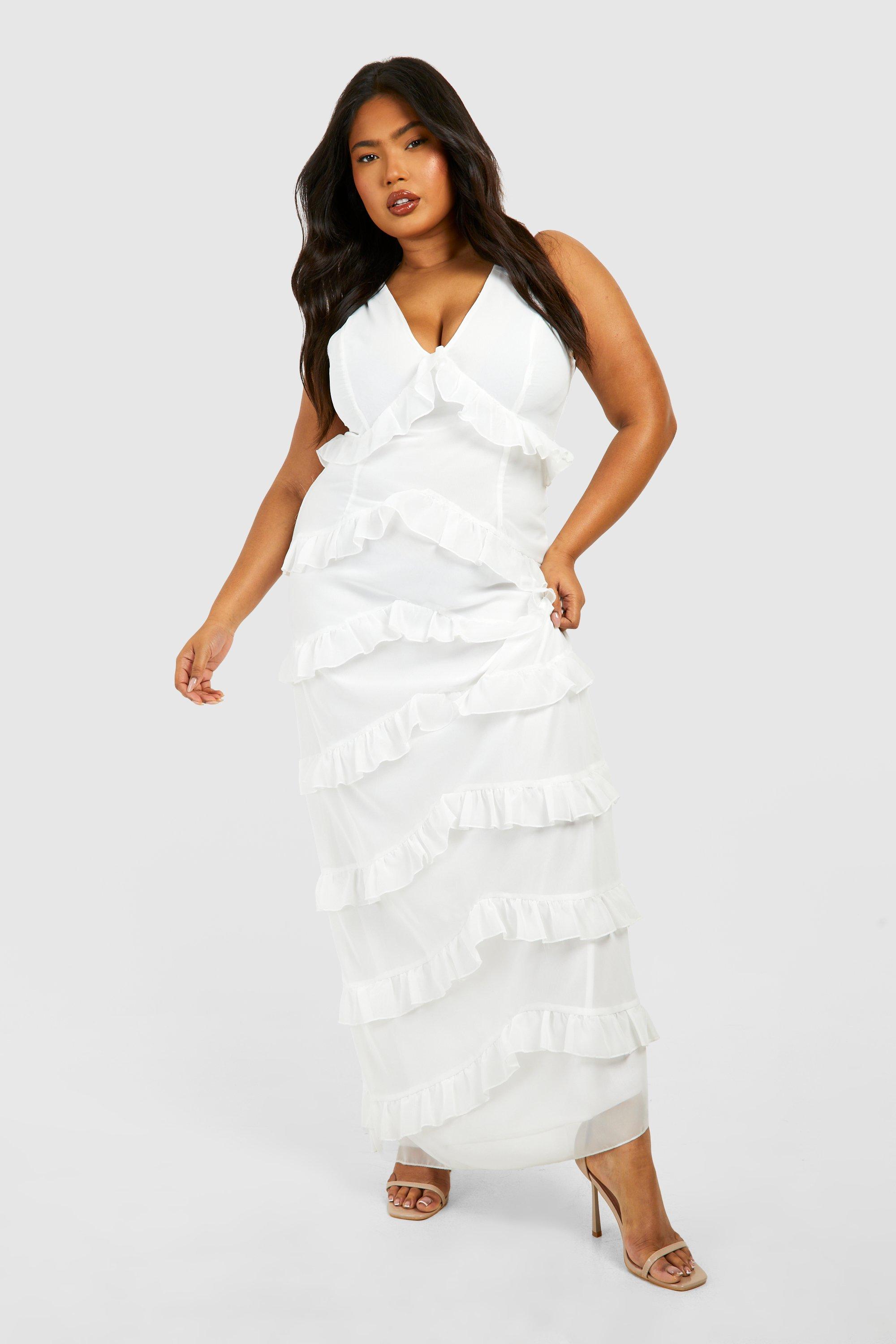 White Plus Size Dresses boohoo UK