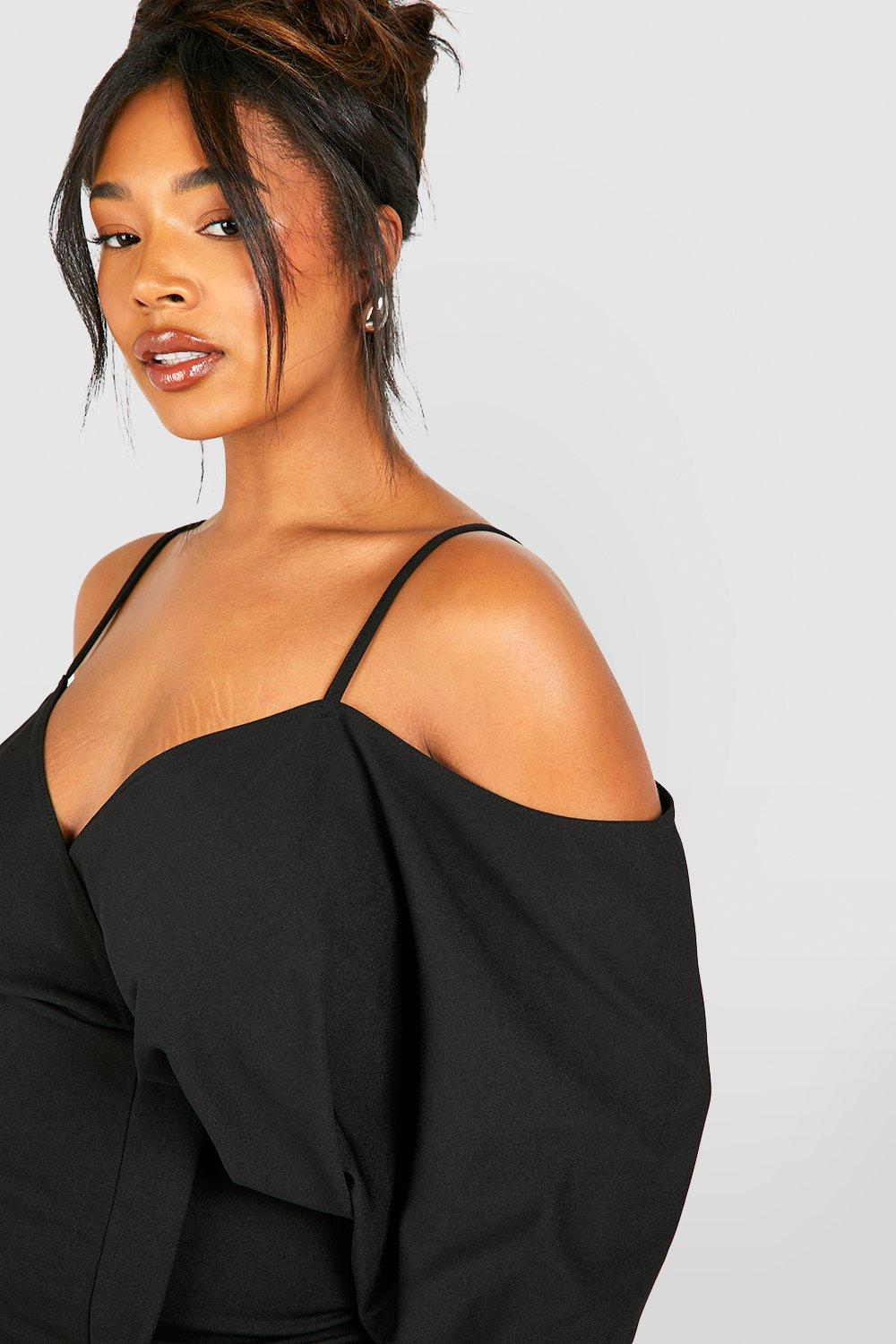 Wrap cold shoulder dress top