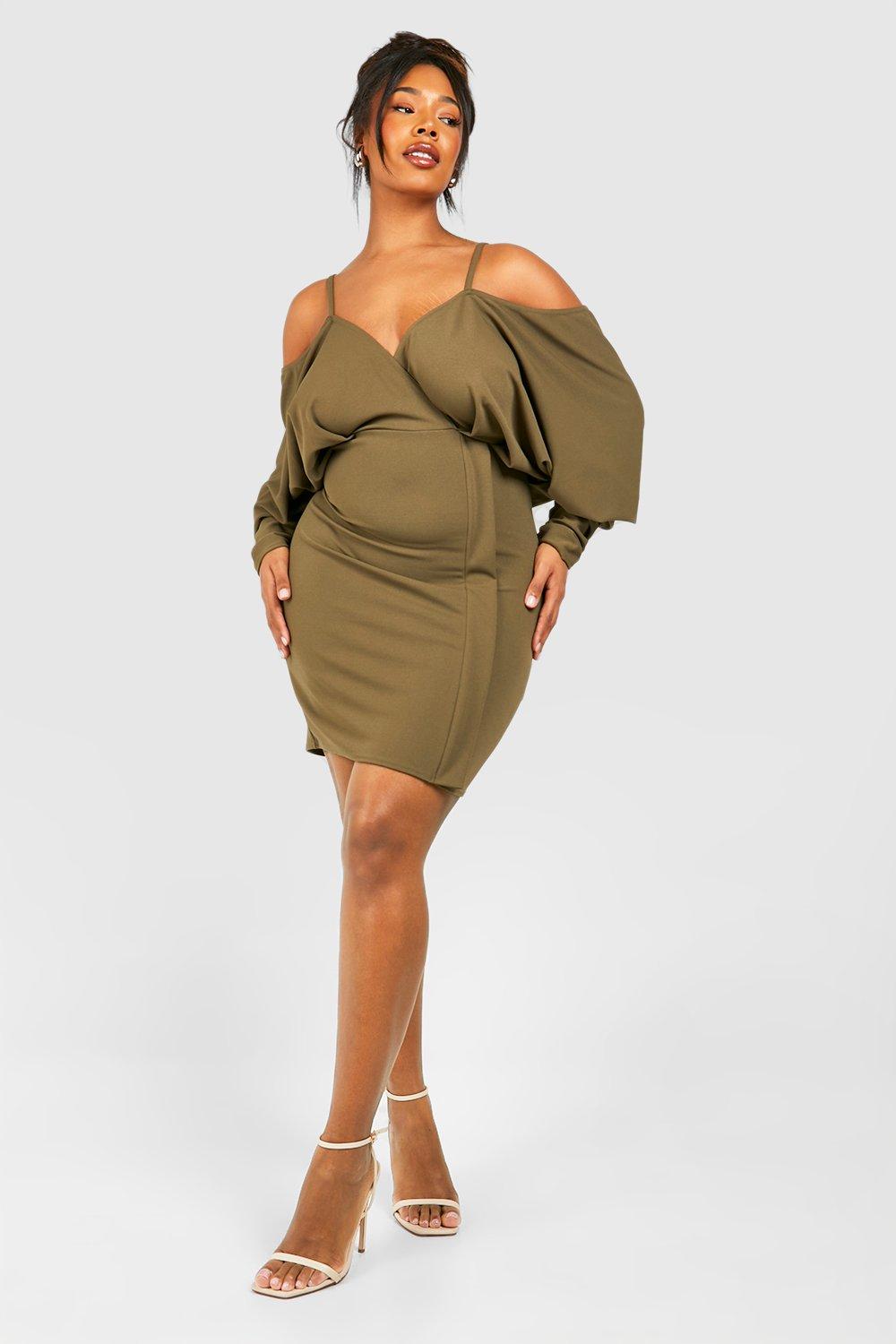 Khaki cold hotsell shoulder dress