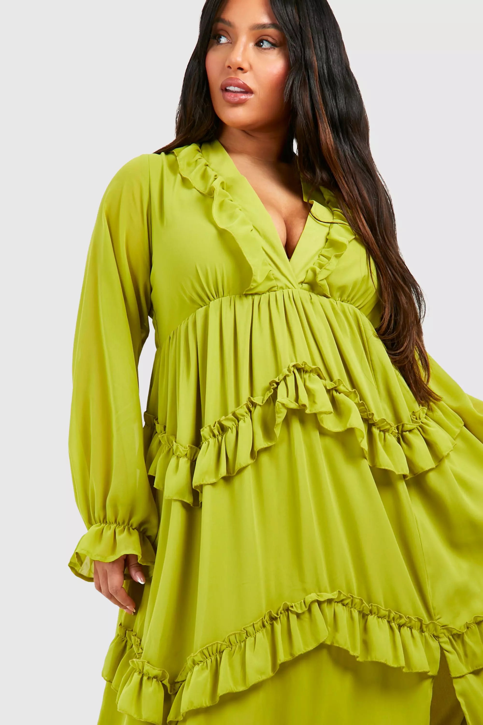 Frill plunge dress hotsell