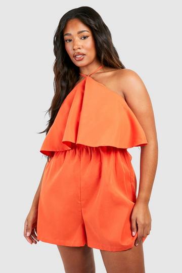 Orange Plus Woven Frill Flippy Romper