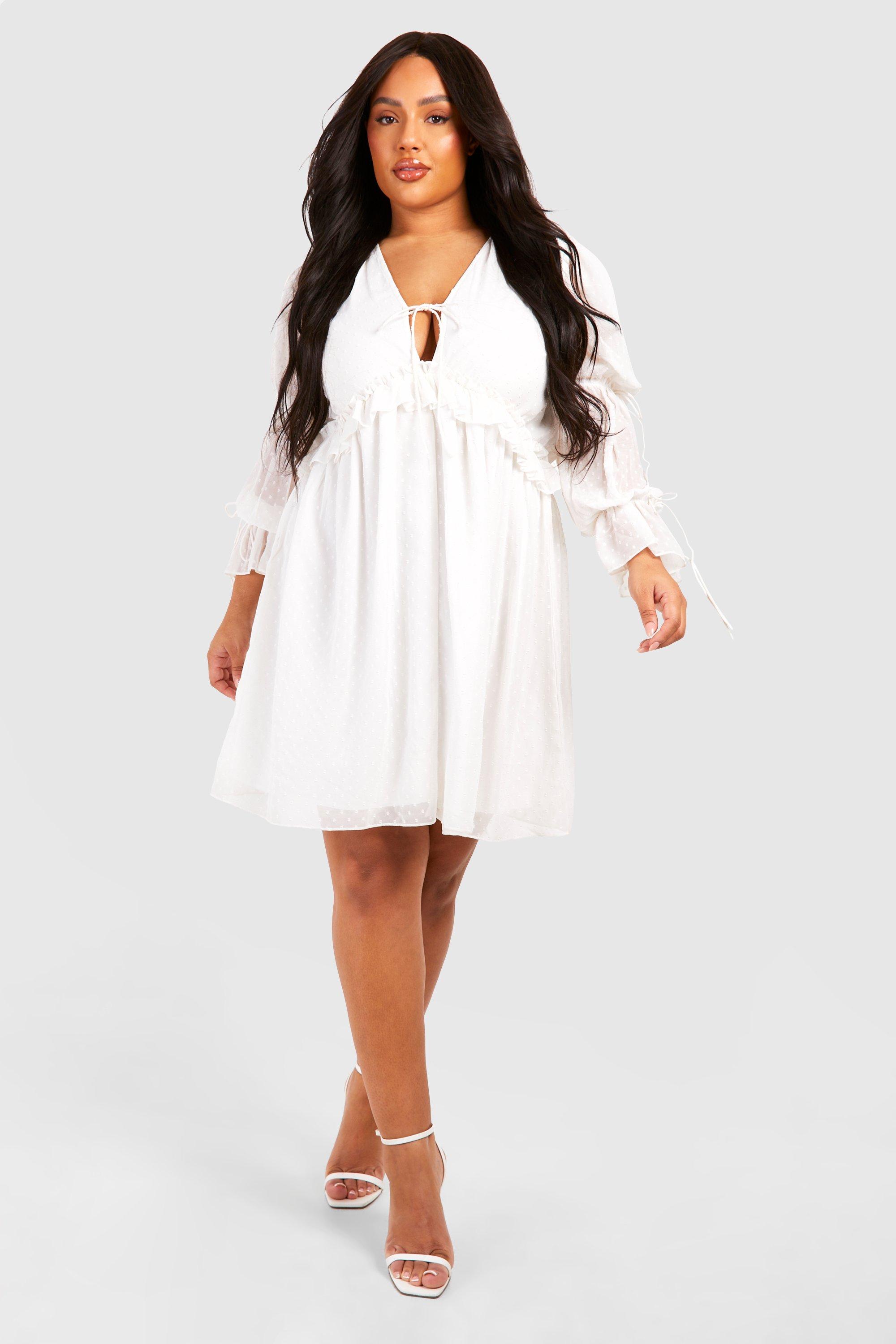 White Plus Size Dresses boohoo UK