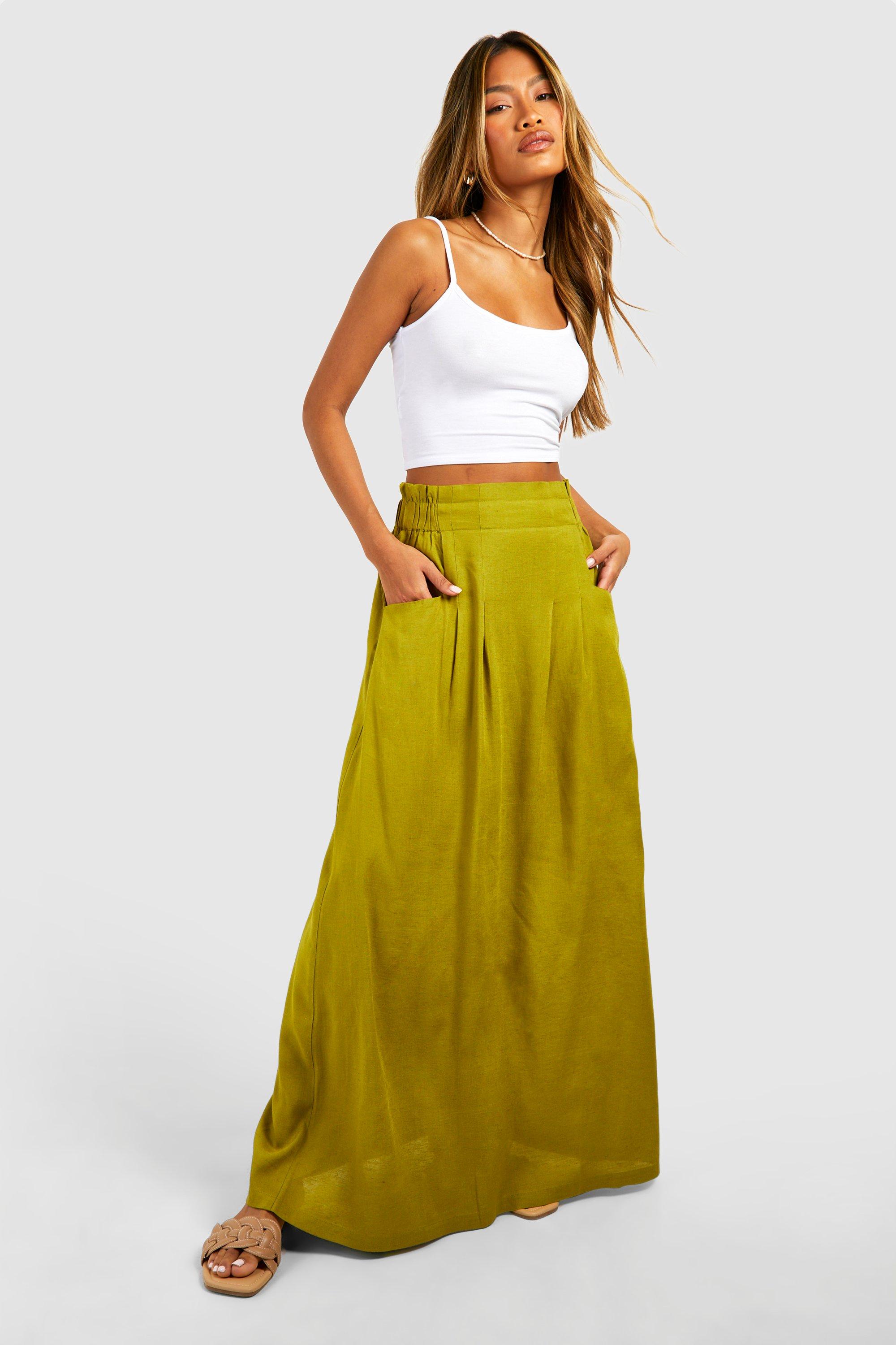 Khaki skirt long best sale