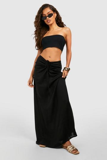 Ruched Detail Midi Skirt black