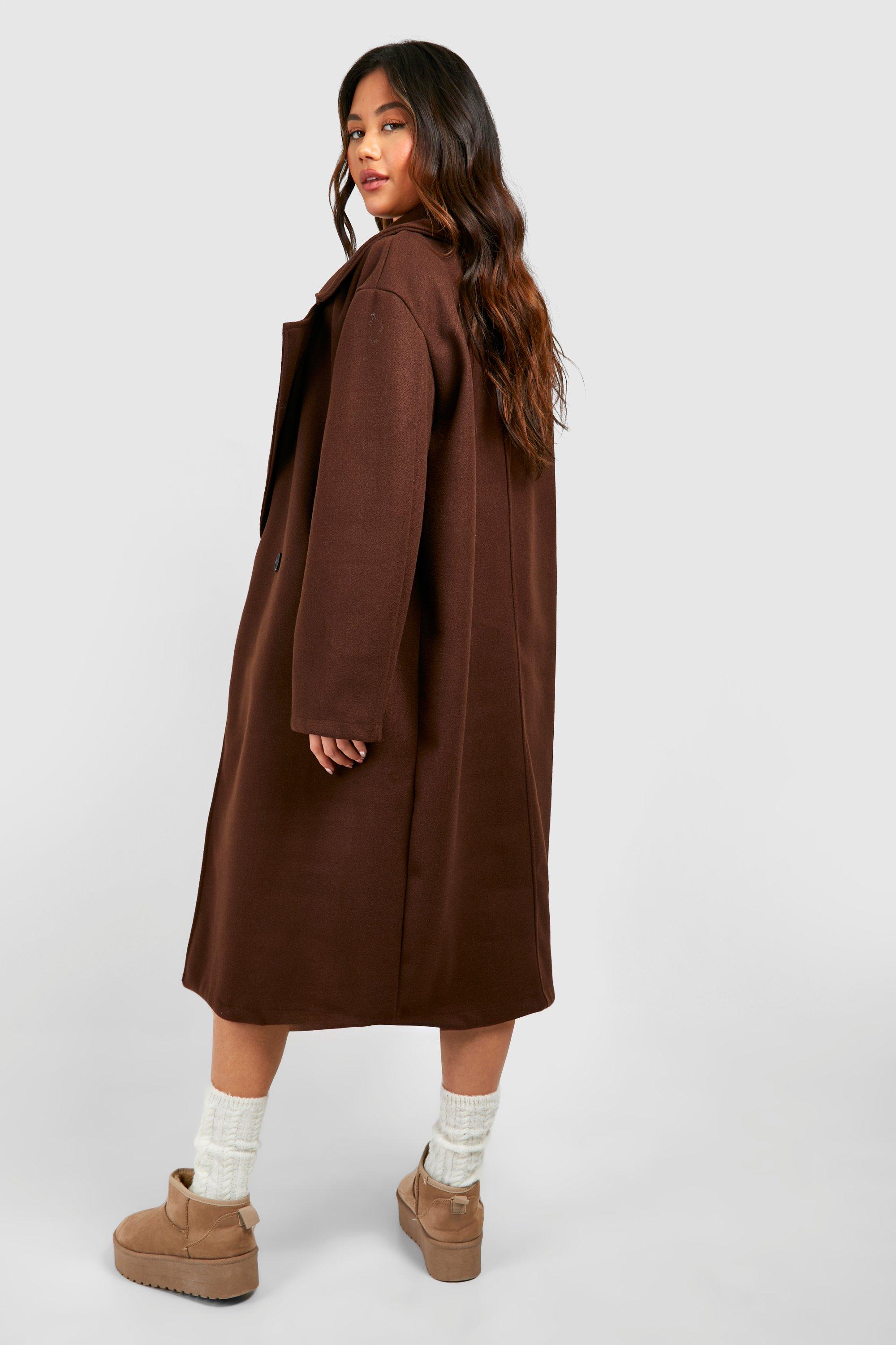 Boohoo oversized sleeve hot sale wool look coat