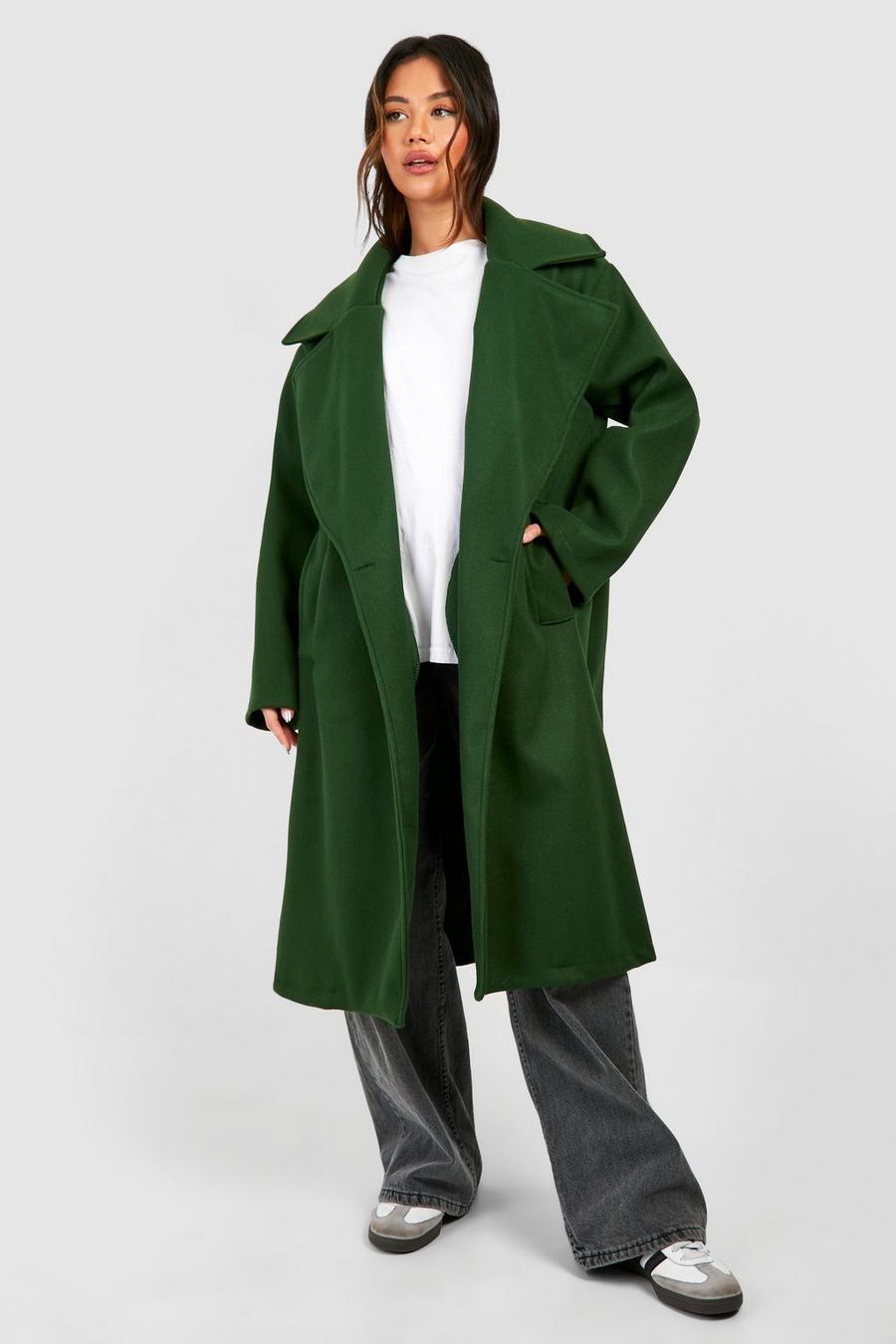 Cappotto longuette oversize effetto lana con spalle scese, Forest