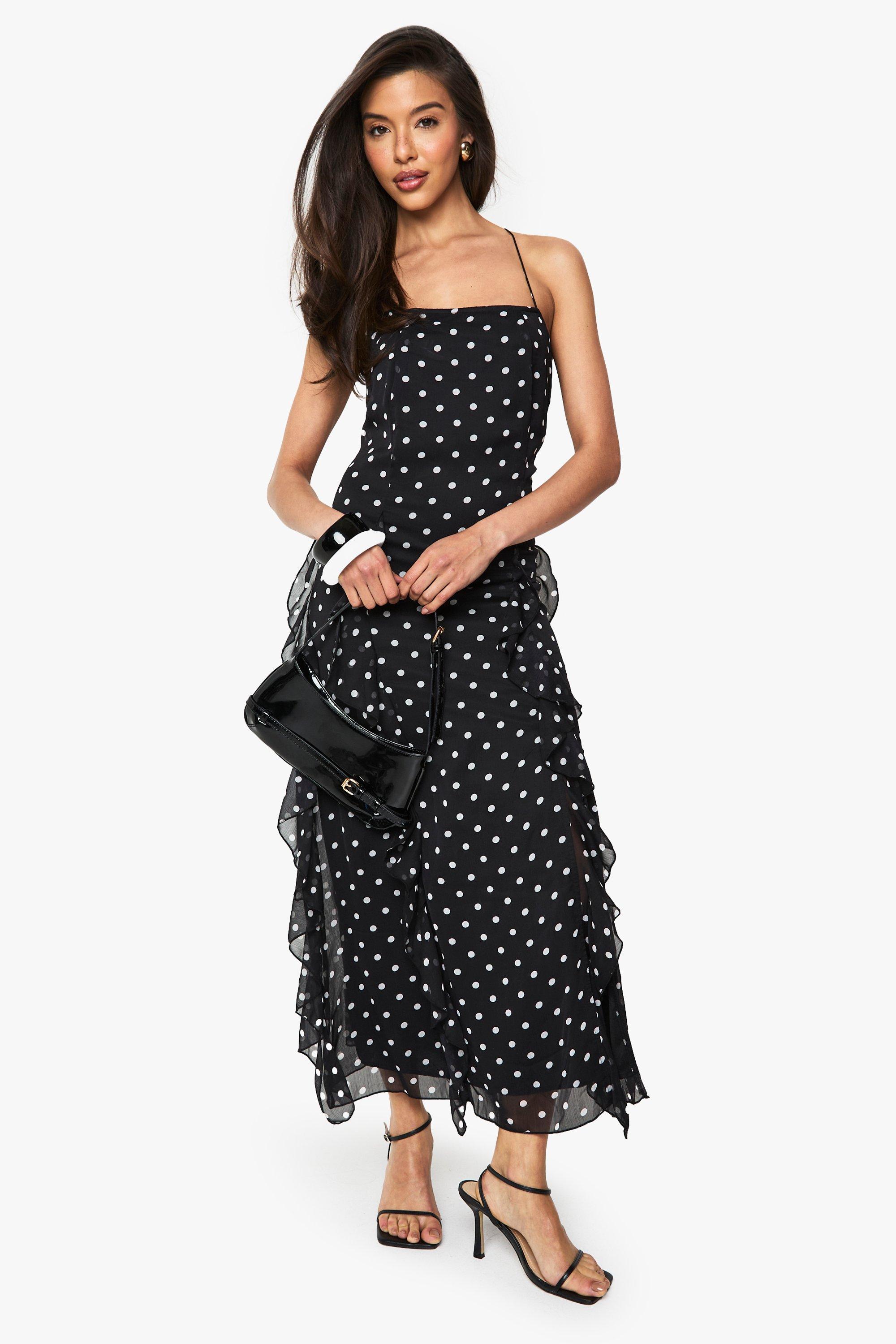 Polka Dot Crinkle Midaxi Dress | boohoo Polka Dot Crinkle Midaxi Dress | boohoo