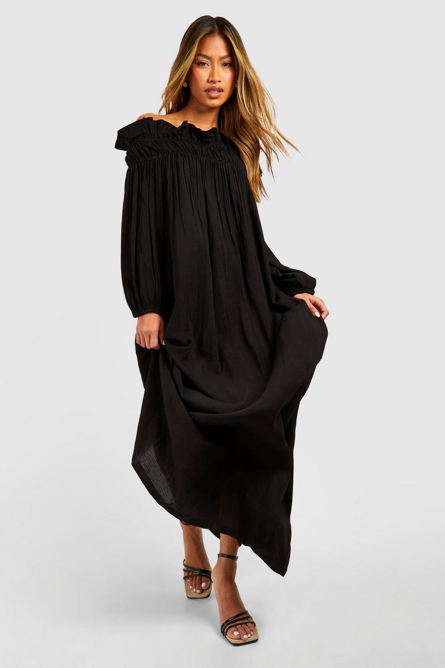Black Bardot Slouchy Maxi Dress