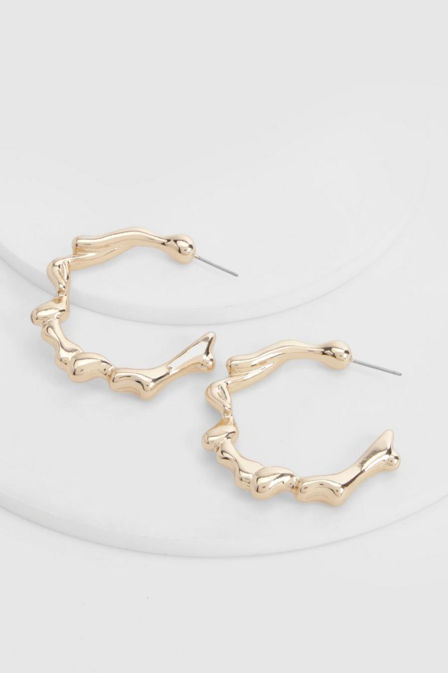 Gold metallic Twist Hoop Earrings