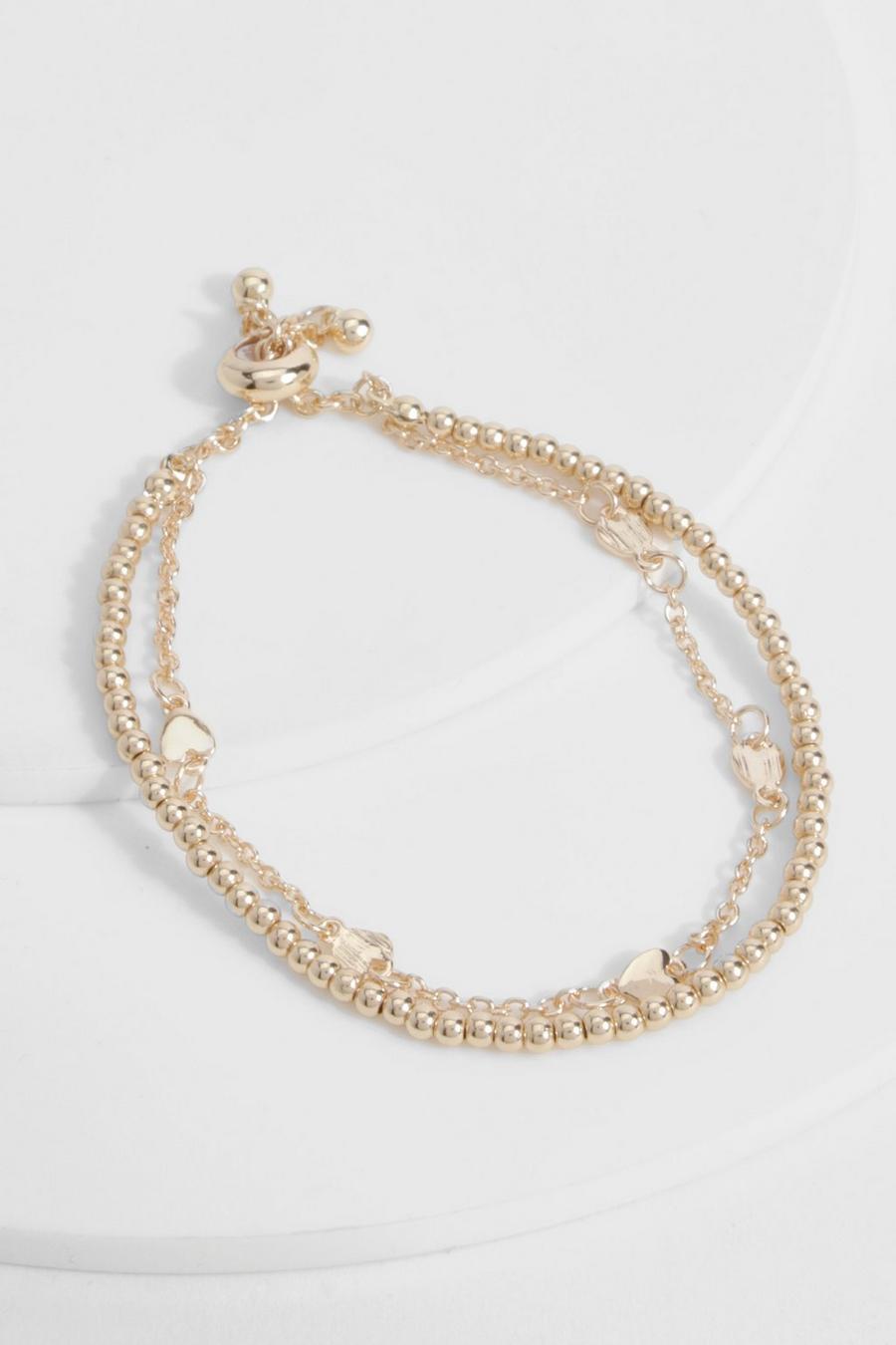 Zweierpack Perlen-Armbänder, Gold